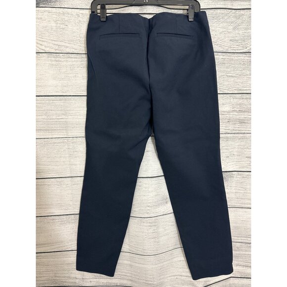 Ecru Navy Blue Pull On Stretch Ankle Pants Size 12 - Picture 2 of 3